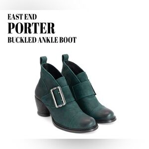 SOLD!!  LIKE NEW East End Porter green asymmetrical buckle boot- 8.5 (fits 8)